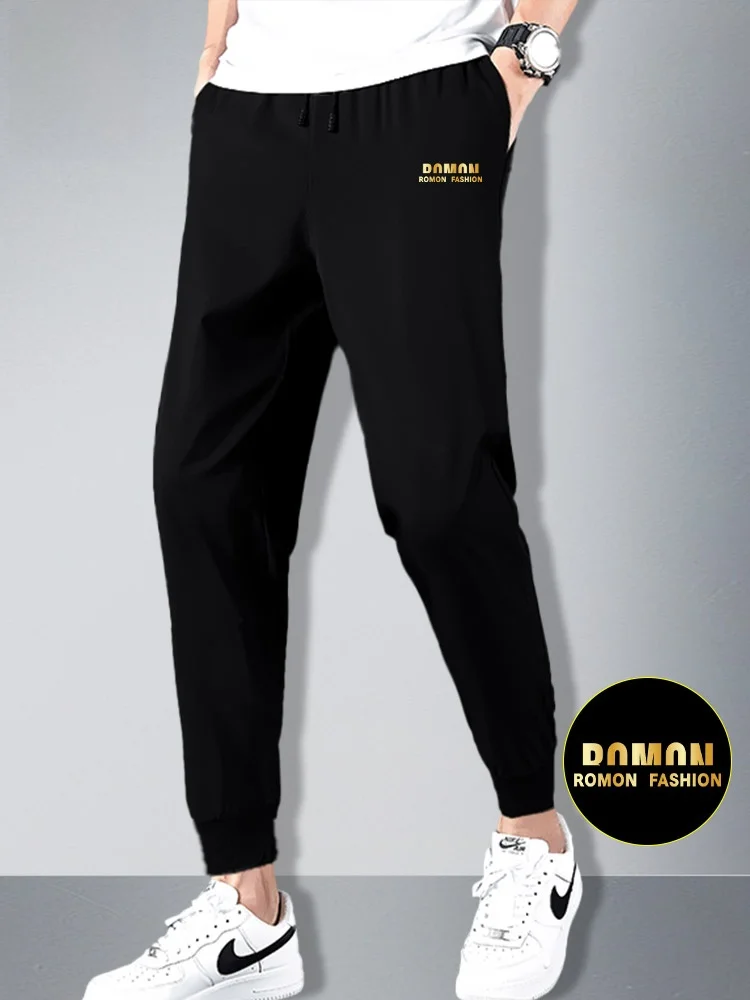 

Rn Qui Dry Ice Silk Спортивные брюки Мужские повседневные тонкие длинные брюки для бега с девятью точками Свободный крой Faion Urban Sle