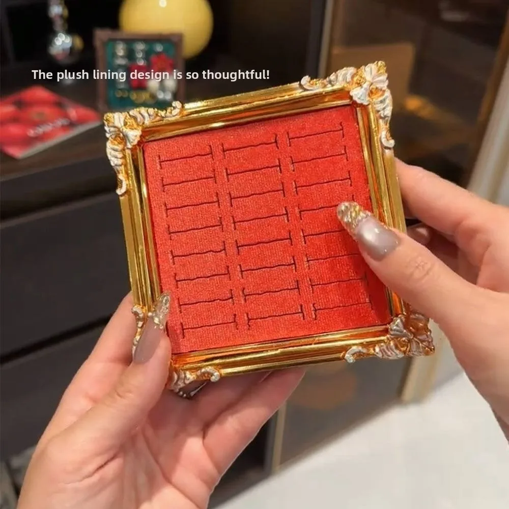 

Модная квадратная подставка для колец, фоторамка, деревянный держатель для колец, лоток для сережек, фон для фотосъемки, реквизит