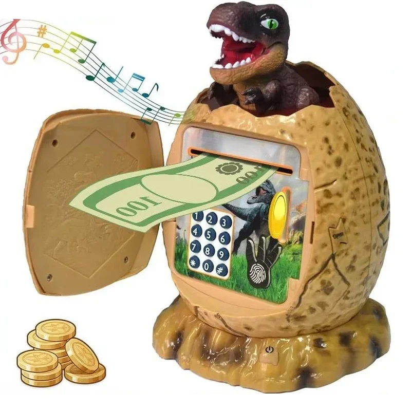 

Dinosaur Egg Piggy Bank Password Music Lights Fingerprint Safe Coin Cash Electronic Saving Money Box Kids Toys Bank ATM Gift