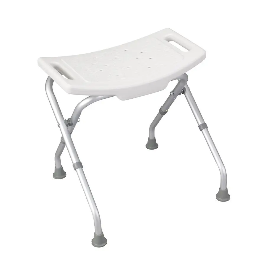 

12486 Folding Shower Chair, Bath Bench with Drainage Holes and InSeat Handles, Supports Users Up To 300 Pounds, White