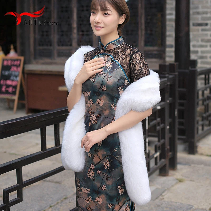 

Autumn Winter Faux Natural Fur Collar Fox Fur Scarves High Quality Shawl Lengthened Thick Luxury Fashion Warm Large Scarf Women