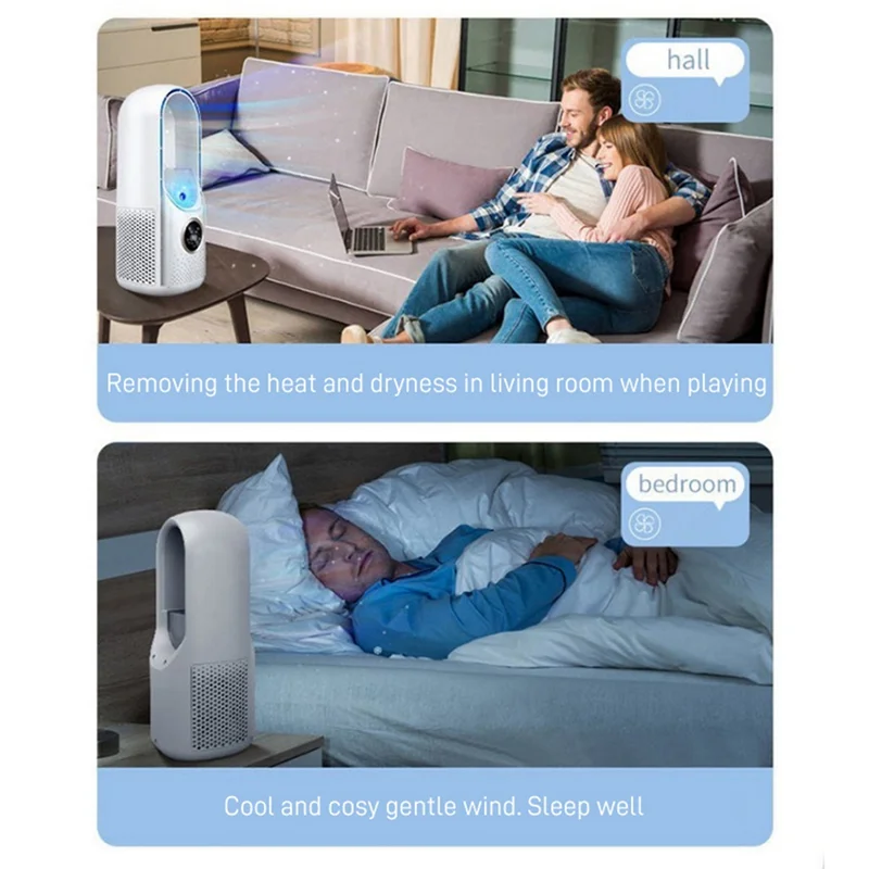 Refrigerador de ar portátil sem folhas, ventilador elétrico, 6 velocidades, temporizador silencioso, ar condicionado, refrigeração, umidificador, condicionamento