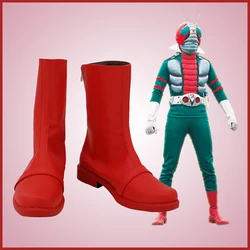 Masked Rider Kamen Rider V3 Cosplay Shoes Red PU Boots Halloween Cosplay Prop