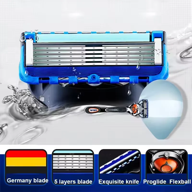 ماكينة حلاقة جيليت فيوجن بروجلايد للرجال، ماكينة حلاقة جيليت، ماكينة حلاقة، شفرة من الفولاذ المقاوم للصدأ مكونة من 5 طبقات وشفرة سوالف رقيقة من طبقتين