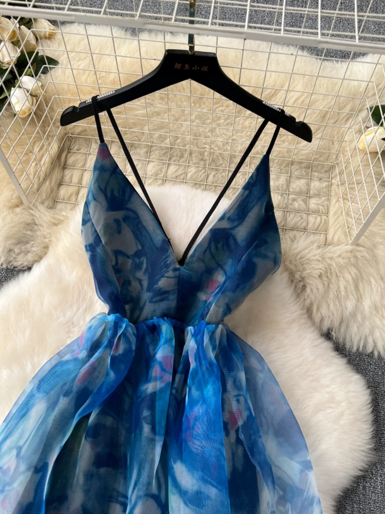 Vestidos de novia para mujer, vestido de noche de fiesta, Sexy, de cintura alta, ahuecado, con tirantes sin espalda, ceñido, de Organza, hinchado, caliente