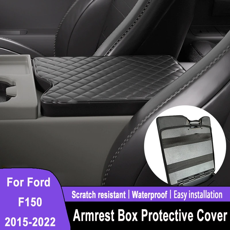 

Protective Leather Armrest Sleeve for Ford F150 2015-2022 Jump Seat -Center Console Pad Cover, Durable Auto Interior Accessories