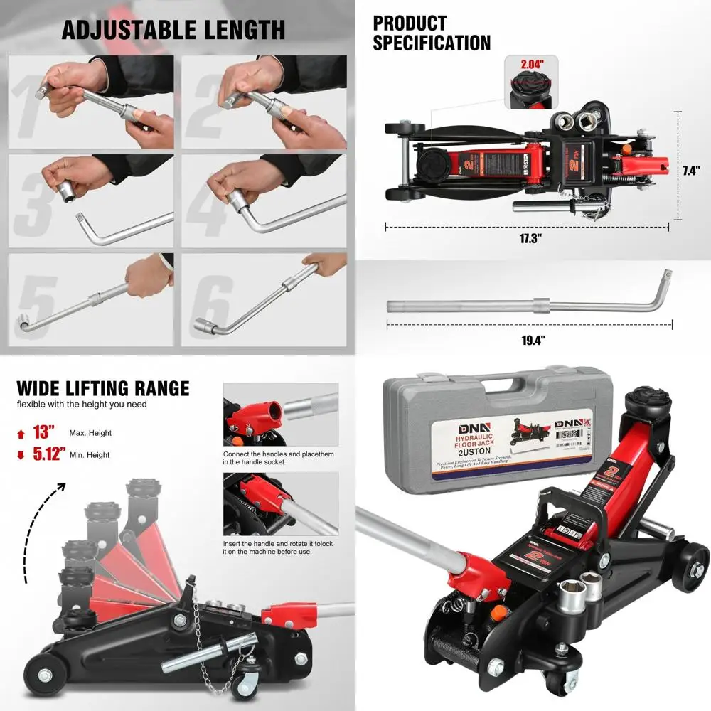 

Компактный 2-тонный гидравлический автомобильный домкрат с розеткой и замком, диапазон лифта 5,12-13, красный