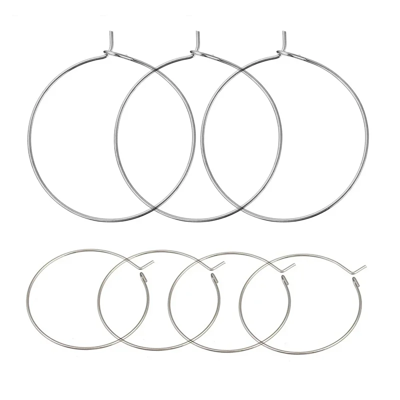

50pcs/lot 316 Stainless Steel Big Circle Wire Hoops Loop Earrings for DIY Dangle Earring Jewelry Making Accessories Hand Made