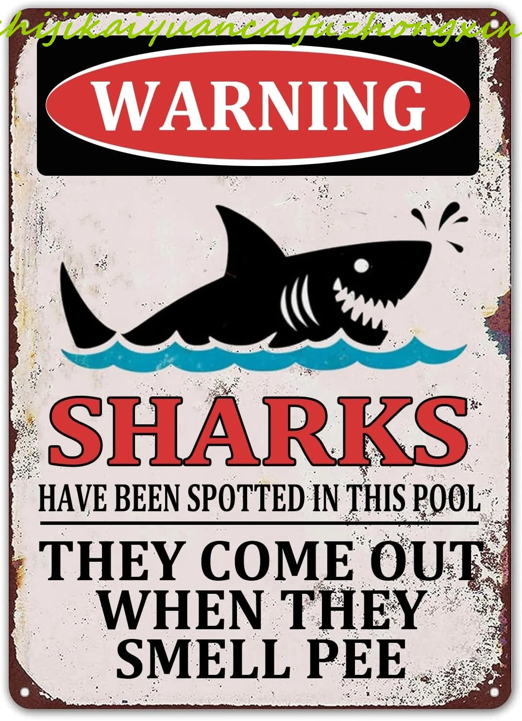 Warning Sharks Have Been Spotted In This Pool Vintage Metal Signs Pool Rules Wall Art Poster Antique Tin Sign for Farm Garden Ho