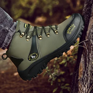 Botas masculinas de couro ao ar livre, sapatos altos, botas de trekking, Novo, 2023 10 principais vendas bota coturno verniz - №8