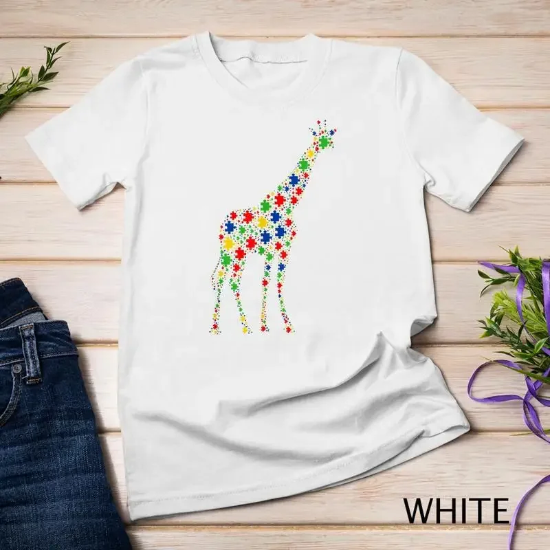 Funny Giraffe Animals Puzzle Pieces Autism Awareness Unisex T shirt