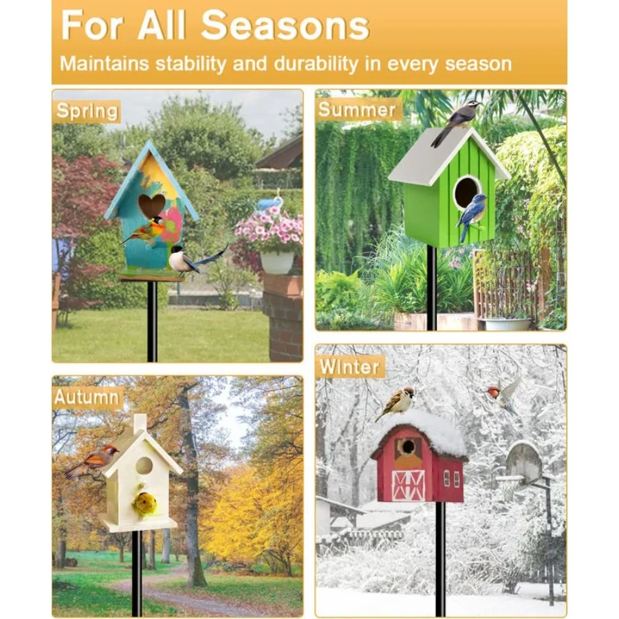 90Inch Heavy Duty Bird House Pole Mount Kit with Frosted Bird Feeder Pole Kit with 5 Prongs Base and 2 Plates for Outdoor Yard - view 6