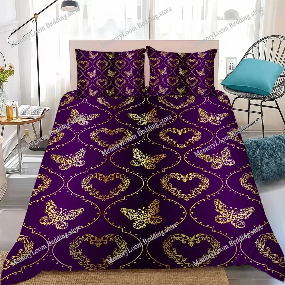 

Luxury Black Gold Purple Duvet Cover Set Home Style Bedding Soft Laundry Cotton Bed Student Dormitory Gift Home Textileextile741
