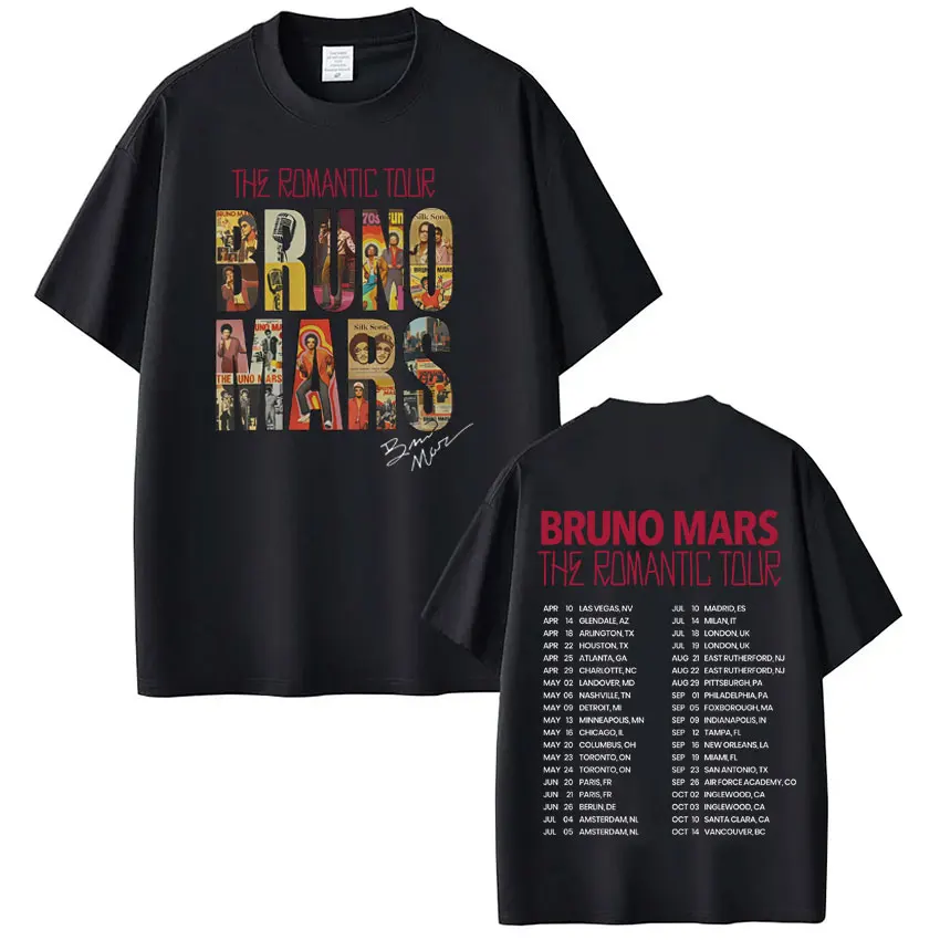 Rapper Bruno Mars The Romantic 2026 Tour Print Tshirt Man Woman