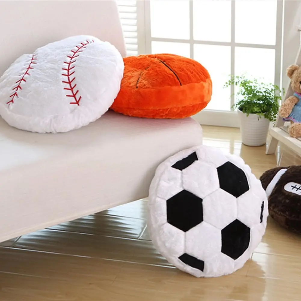 Sports Throw Pillows Fluffy Stuffed Soccer  ,Soft Stuffed Basketball Pillows Baseball Soft Throw ,Football Shaped Plush Toy Spor