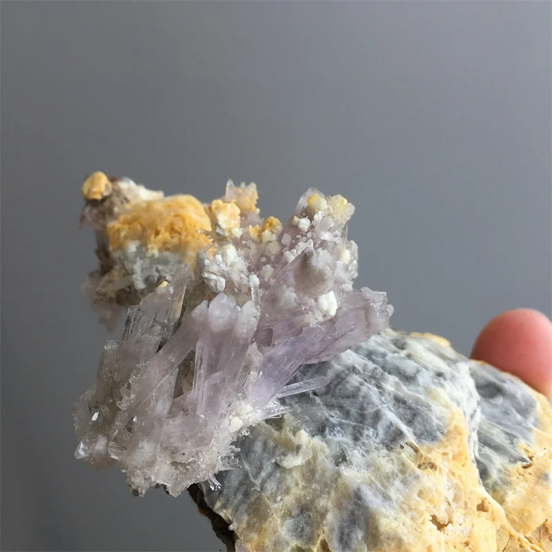 Natural Unique Purple /Yellow Creedite Specimen Crystal Quartz Mineral Cluster Healing Reiki Stones Home Decor Collection