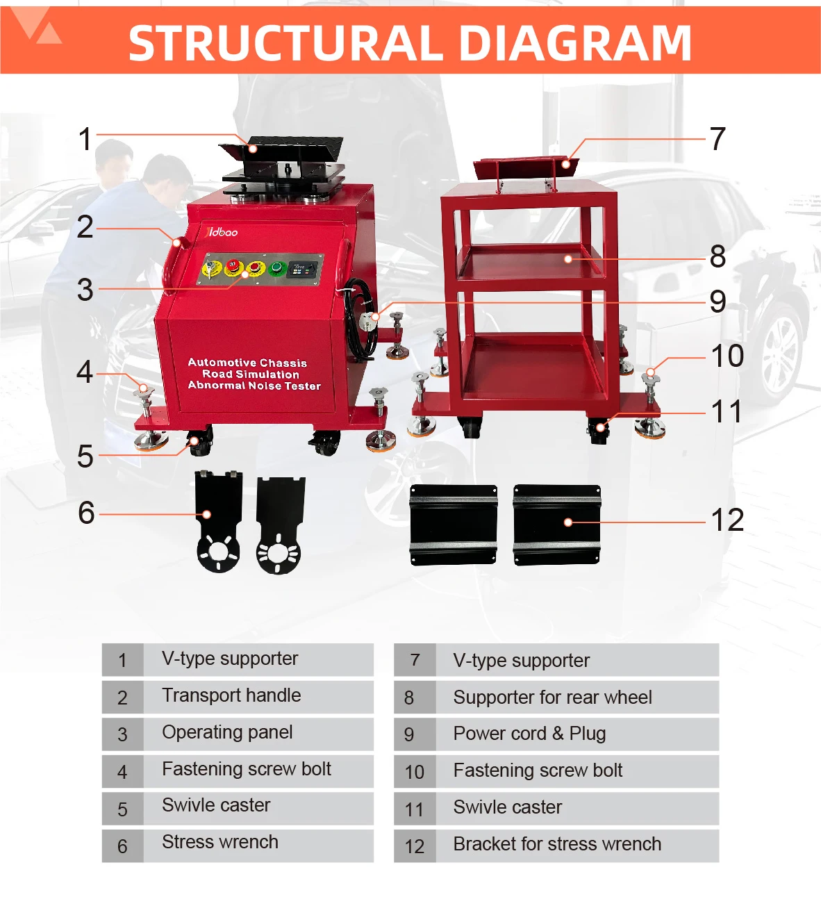 Factory Direct Items High-Efficiency Automotive Vibration Simulation Chassis Abnormal Noise Tester With Fixed Head