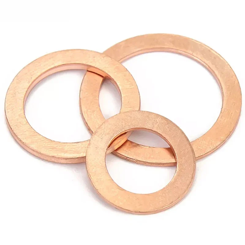 Copper Washer M3 M4 M5 M6 M8 M10 Solid Gasket Rings Flat Seal Washer Sump Plug Oil Seal Fittings Washers For Boat DIN7603