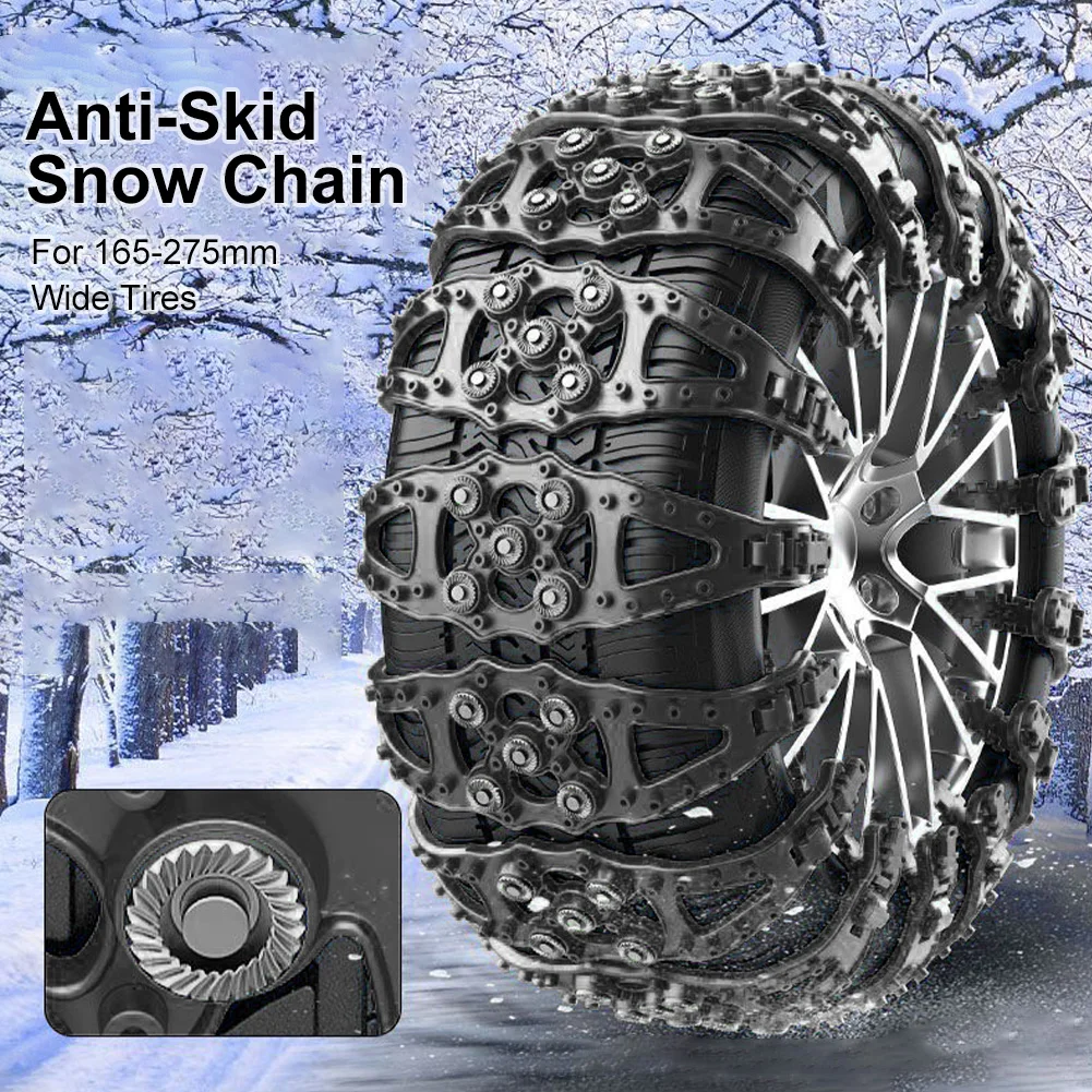 1pcs Car Snow Chain TPU Car Winter Tire Wheels Chains Emergency Double Grooves Anti-Skid Chains for Tire Width 165-275mm