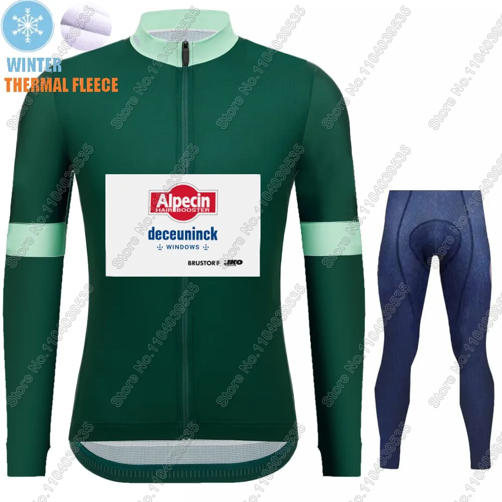 2024 Winter France Tour Green Cycling Jersey Team Set Clothing Suit Mens Long Sleeve MTB Bike Road Pants Bib Ropa Ciclismo