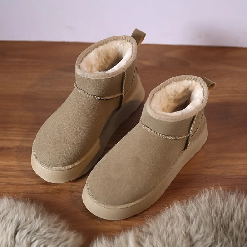 Ankle Flats Platform Women Snow Boots Suede Plush Warm Casual Shoes 2023 Winter New Thick Goth Fashion Shoes Chelsea Women Boots