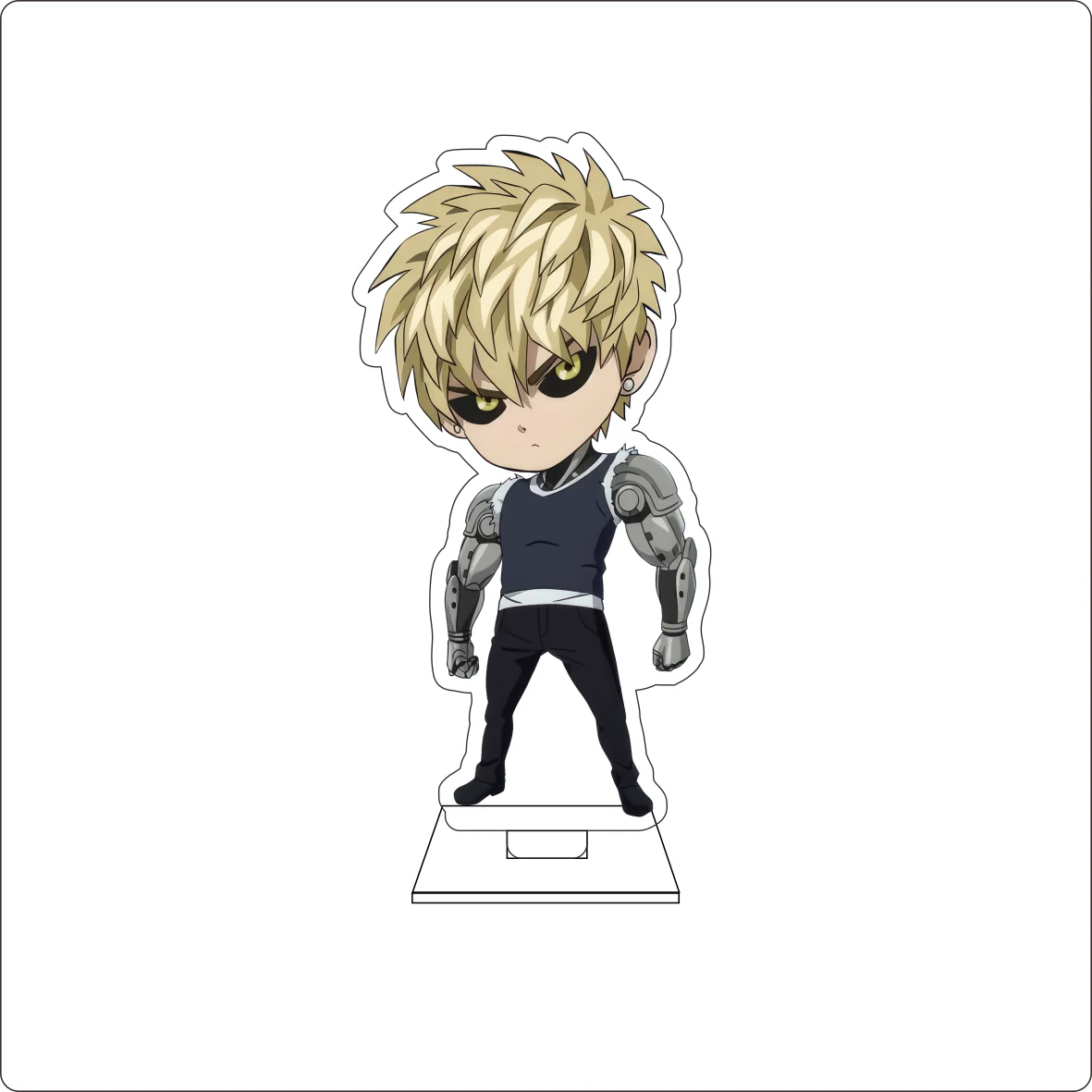 10CM Anime One Punch Man Cosplay Cute Acrylic Figure Stand Plate King Genos Saitama Ornaments Gifts view 6