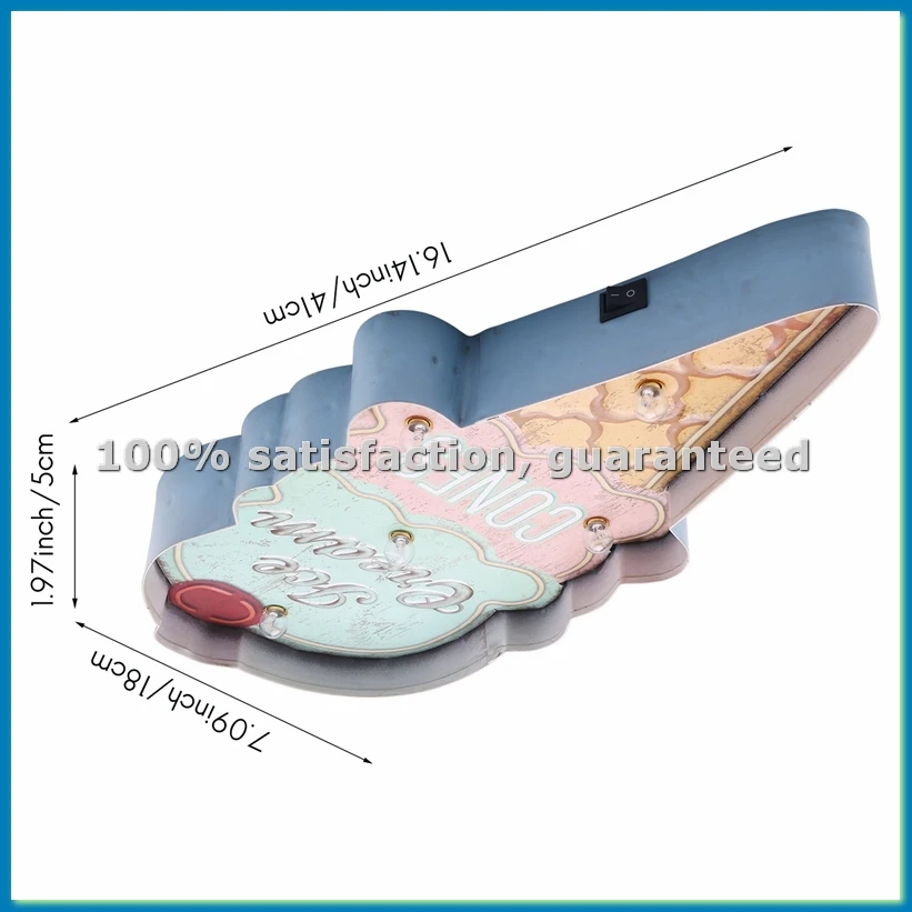 

Винтажная вывеска для кафе в стиле мороженого, декоративная неоновая вывеска, металлическая табличка для дома, ретро-плакат для кофейни - AT35