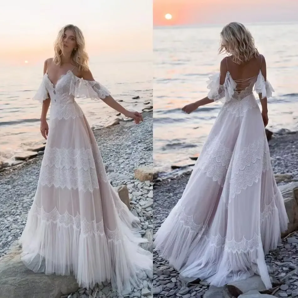 Customized V-neck Lace Wedding Dresses A-line Boho Bridal Gowns Wedding Party Dress Vestido De Novia Robes De Soirée 2025