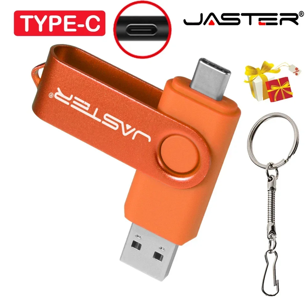 

Metal TYPE-C USB 2.0 Flash Drive 128GB Pretty Memory Stick 64GB Orange Pen Drive 32GB 2in1 smart phone U Disk Photography Gift