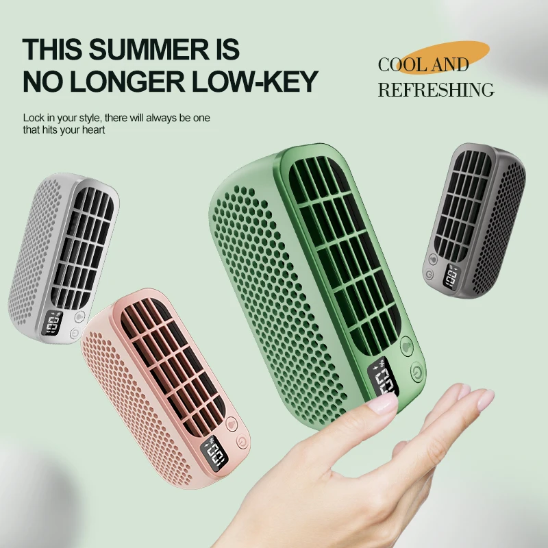 

Mini Hanging Neck Fans USB Rechargeable Mute Portable Folding Fan Digital Display Desktop Handheld Small Fan Outdoor Travel