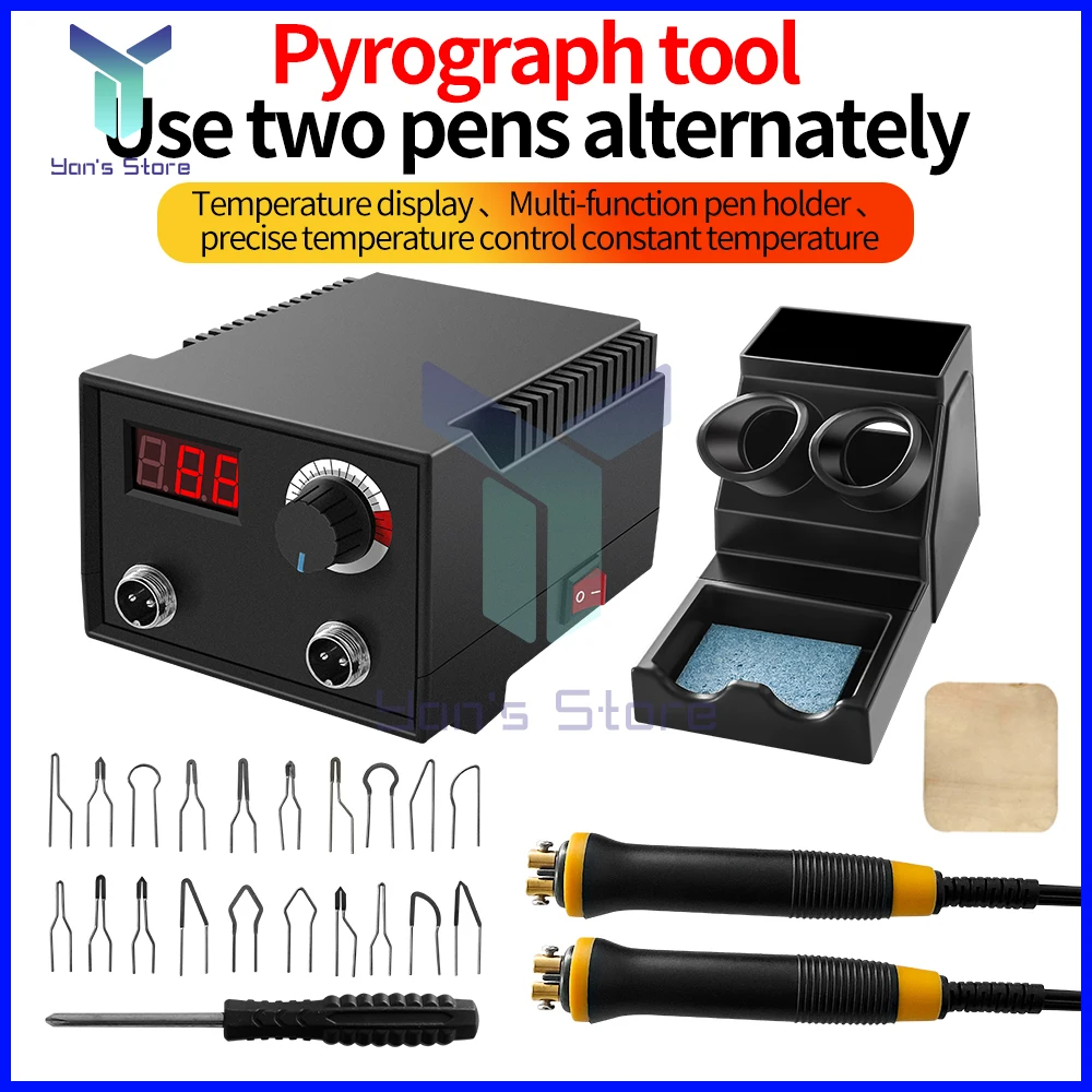 

100W Digital Display Knob Adjustment Temperature Control Pyrography Machine Set Electric Soldering Iron AC110V/220V 300-700℃