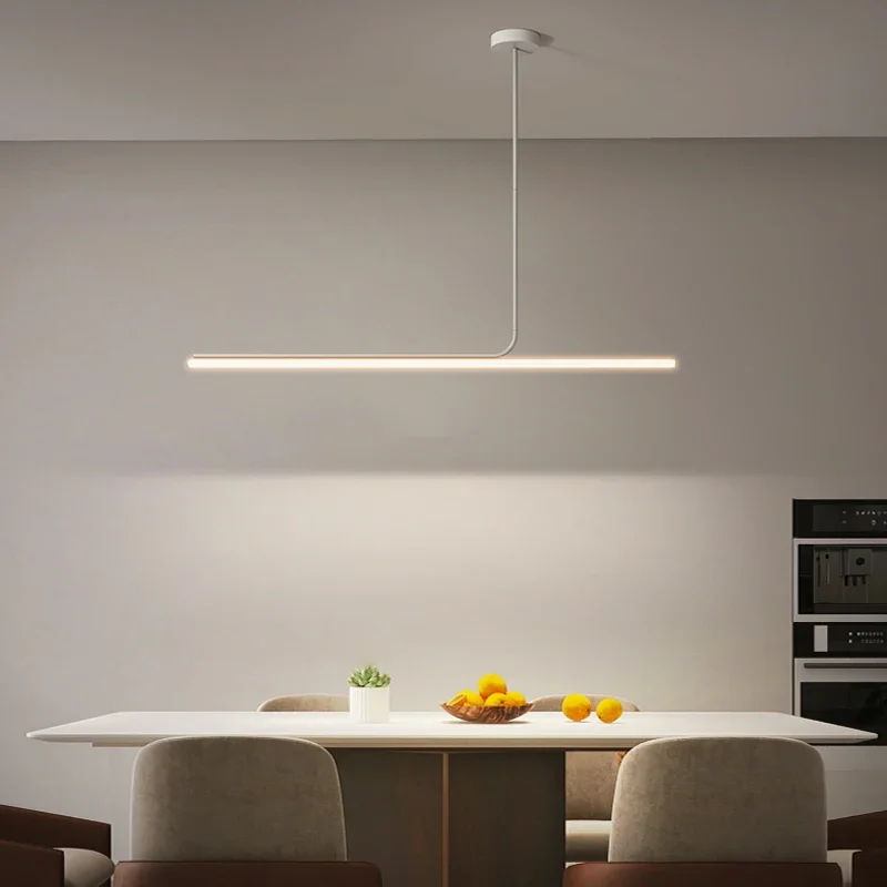 Imagem -02 - Escandinavo Moderno Tubo Longo Led Pendant Light Preto Dimmable Minimalista Iluminação Quarto Escritório Mesa de Jantar