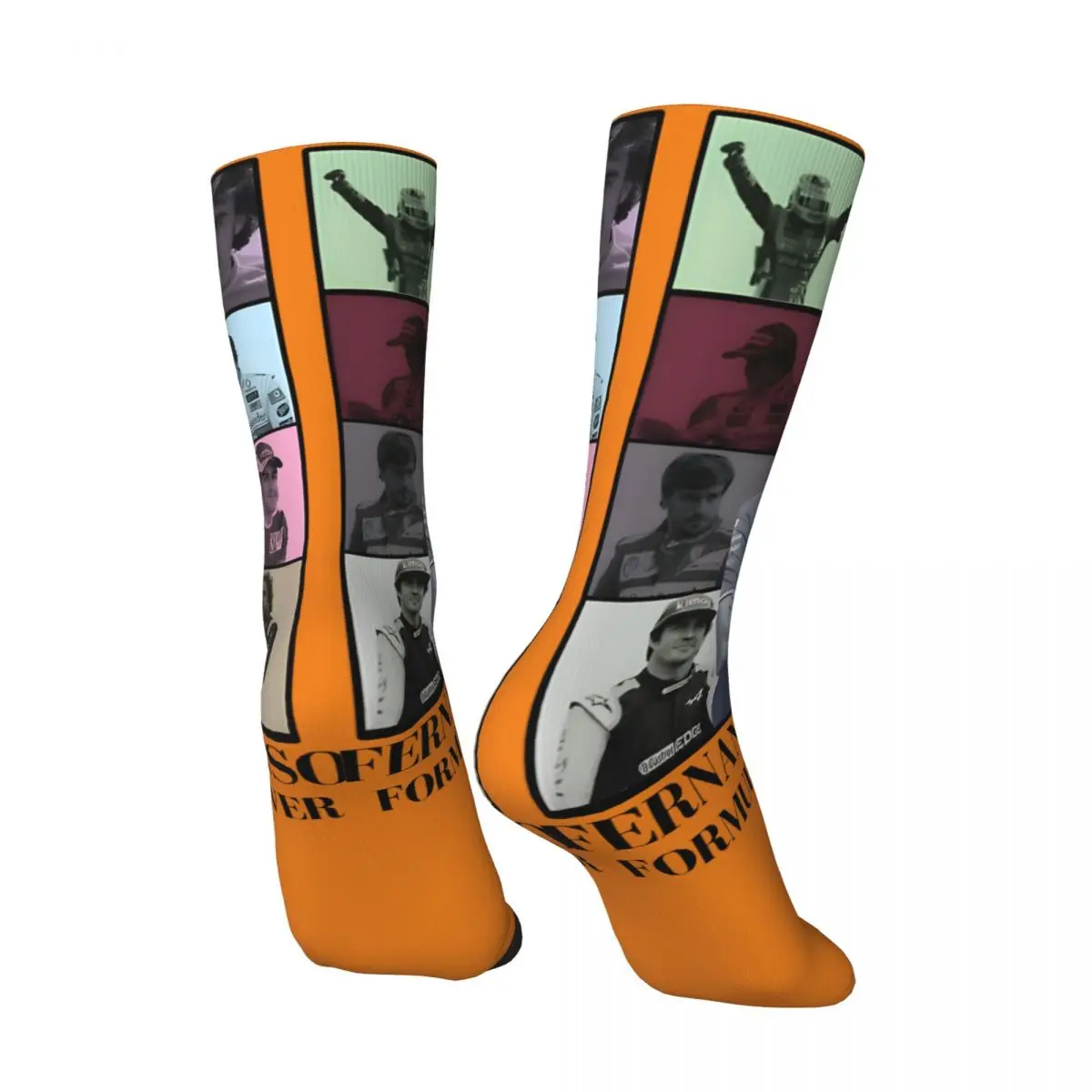 Crazy compression Fernando Alonso F1 Driver Sock for Men Vintage Fernando Alonso Seamless Pattern Crew Sock Casual