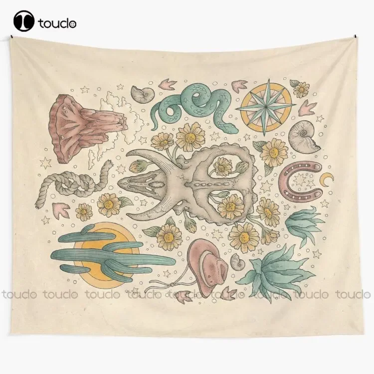 The Desert Sunflowers | Dinosaur Southwest Adventure Art | Natural History Explorer Tapestry Designer Tapestry Wall Covering