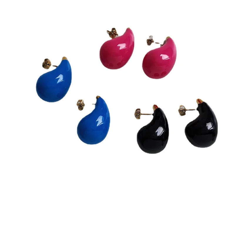 Pendientes coloridos de Metal en forma de lágrima para mujer y niña, Joyería Moderna, accesorios para las orejas, gran oferta