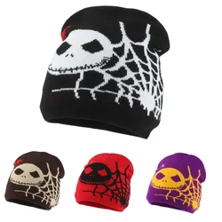 2024 Nowe czapki z dzianiny unisex Harajuku Halloween Czapki dla mężczyzn Kobiety Spider Web Skull Hiphop Cap Winter Skullies Bonnet