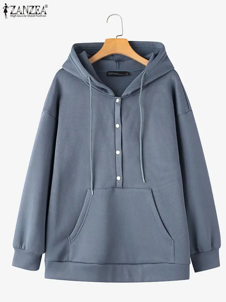 ZANZEA-Sweat à capuche à manches longues pour femme, sweats à capuche hip-pop, pull créatif, haut tendance, hiver 2024