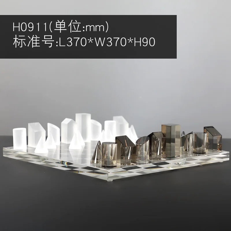 Modern Frosted Crystal Chessboard Decor Eco-friendly Sandblasted Durable Engraved Fanxi H0911 Home Living Room Sample Room