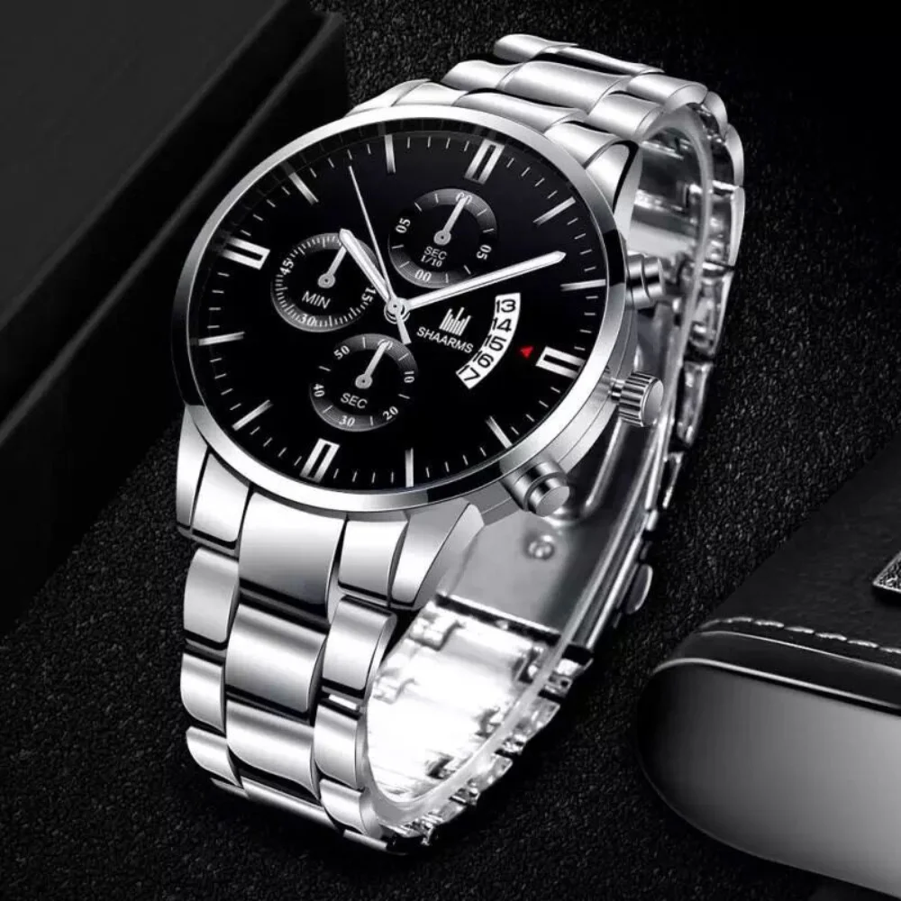 New Men Luxury Famous Top Brand Calendar Watch Men's Fashion Casual Dress Watches Military Quartz Wristwatches Stainless Steel