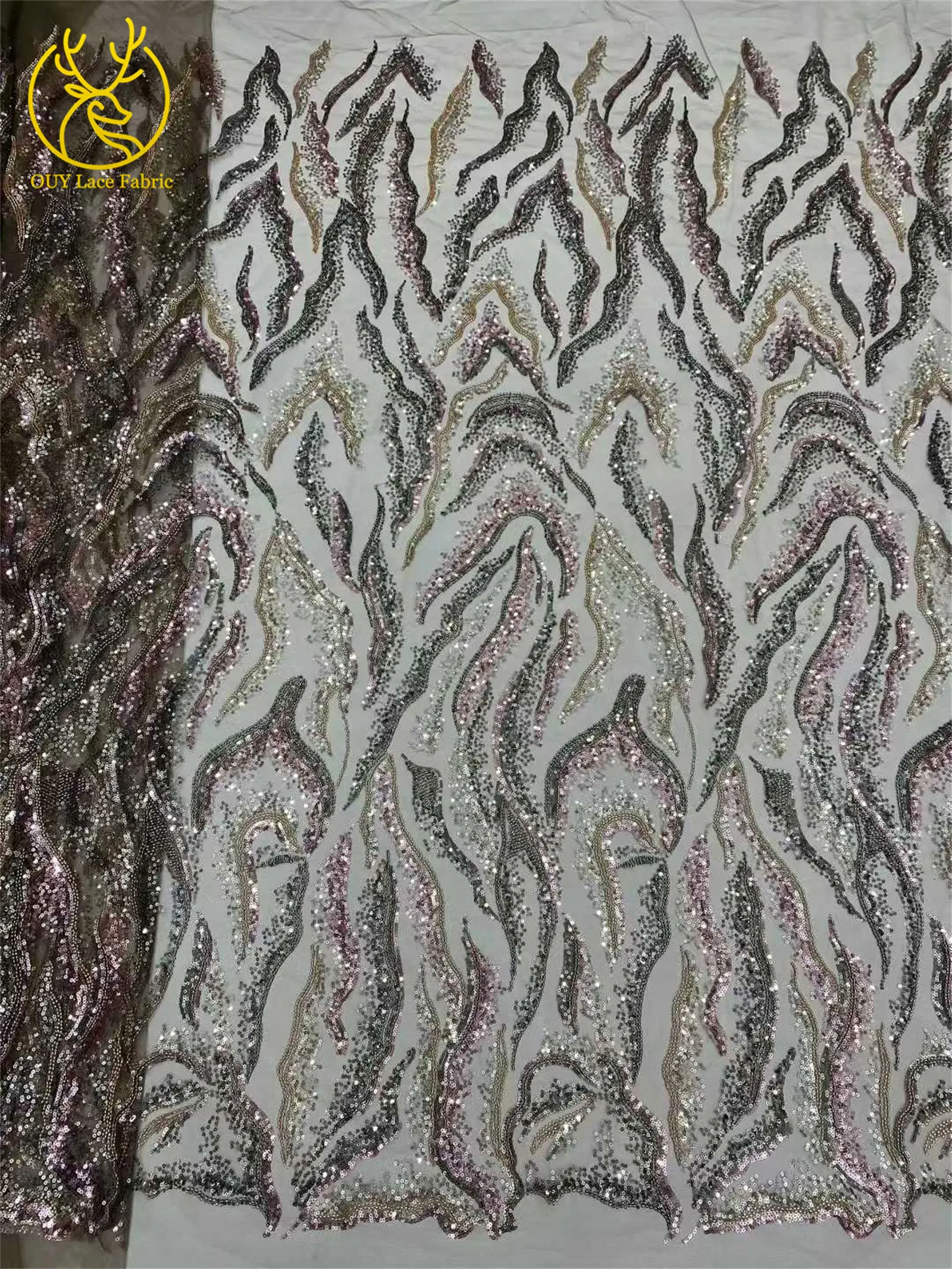 Luxuriöser nigerianischer Brautkleid-Stickerei-Perlen-Spitzenstoff 2026 – Hochwertiger afrikanischer Tüll mit Pailletten für Damen-Abendkleider zum Nähen – Detail 20