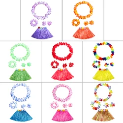 40-80CM Hawaii Artificial Flowers Grass Kids Plastic Tropical Skirts Hula Garland Suit Summer Beach Costume For Party Decoration