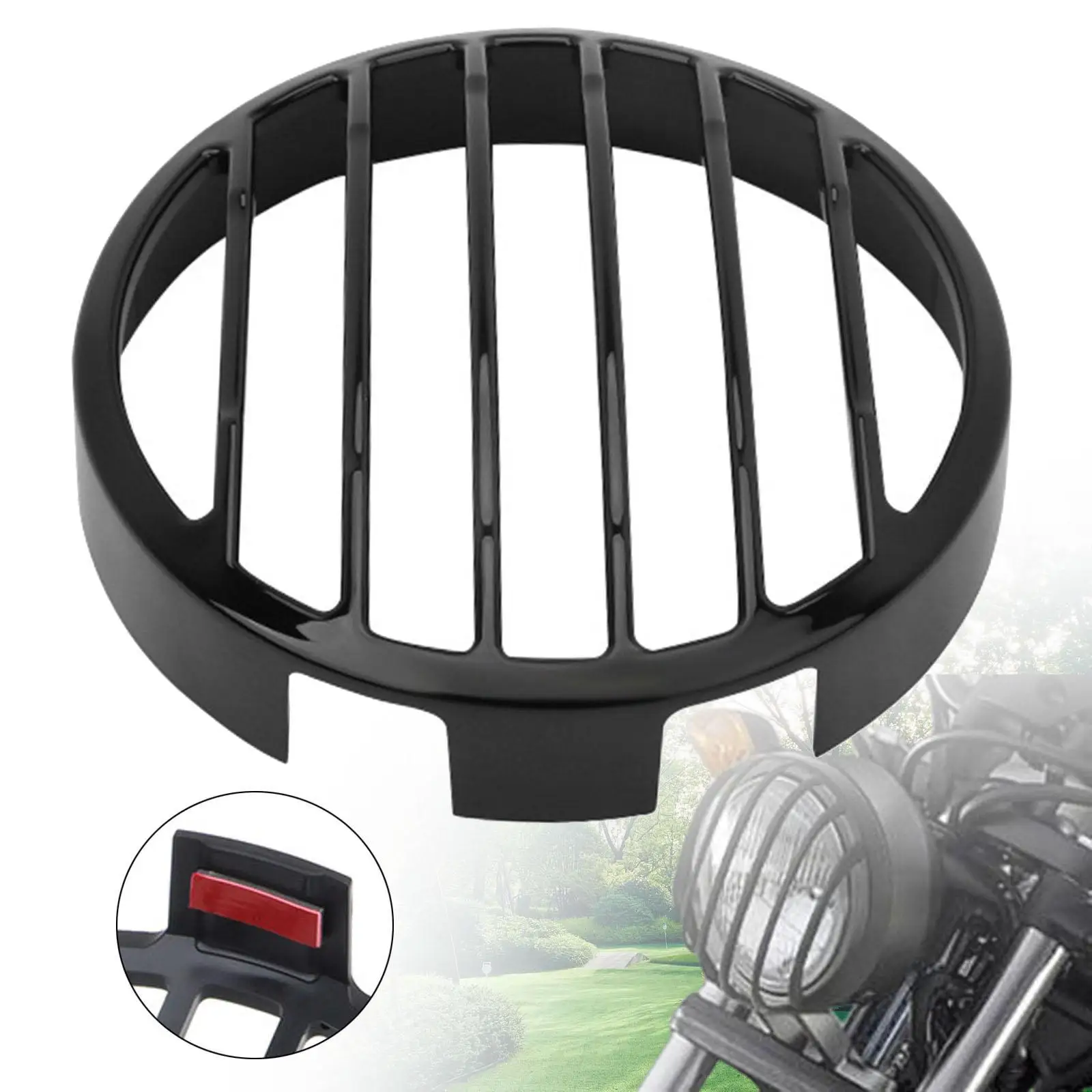 

Motorcycle Headlight Grill Cover Front Head Lamp Cover,Protector Motorcycle Parts Sturdy Easy to Install Replacement Part