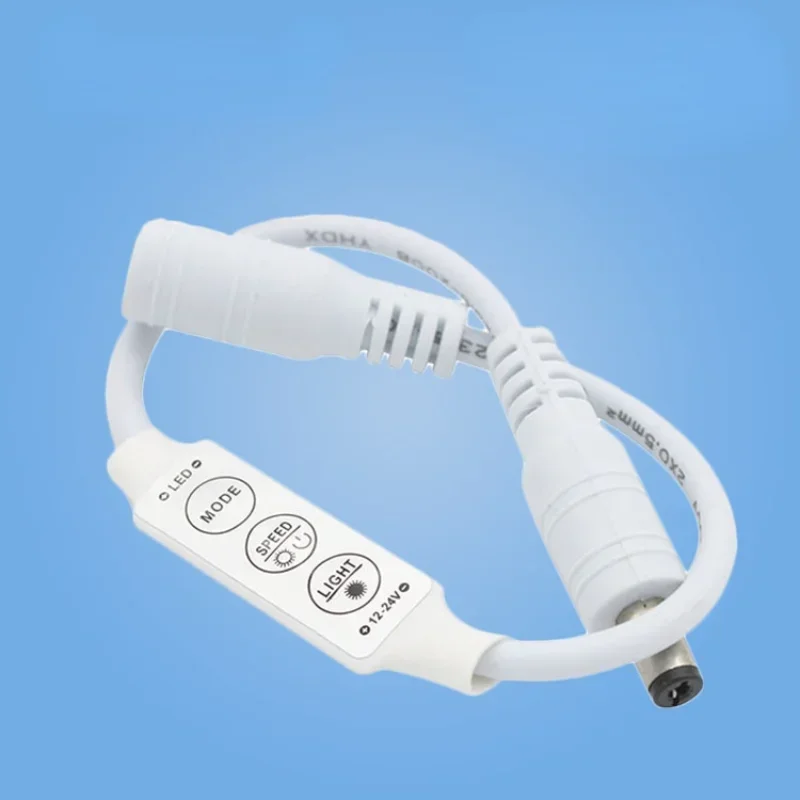 DC12-24V 3-Button Mini LED Monotone Light-Controller 6A with Male Female DC Connector for 5050/3528 Monochrome LED Strip