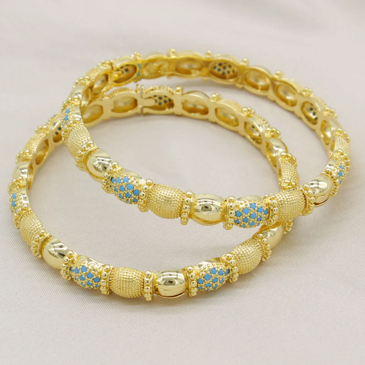 Adixyn 24k Dubai Gold Color/Cubic Zirconia Bangles Bracelet For Women Girl African Eritrea Bridal Wedding Bangels Jewelry Gifts