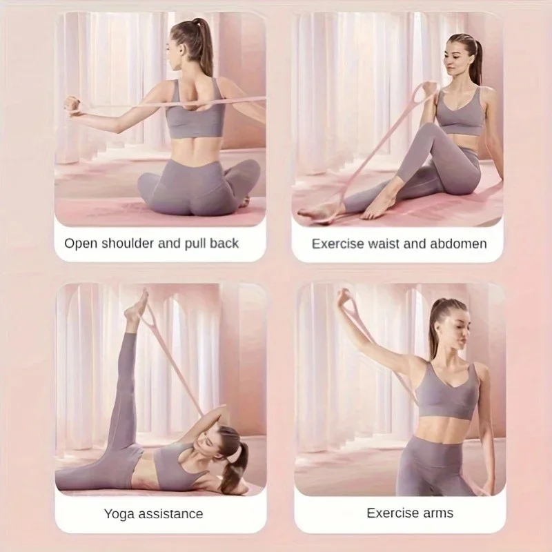 1pc ProFlex 8-Shaped Silicone Yoga Resistance Band - Universal Elastic Fitness Stretching Rope for Back, Waist, Arm Exercise