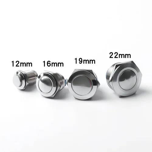 Imagen 2 del producto Interruptor de botón de Metal impermeable, autoreinicio momentáneo de 12/16/19/22mm, 2 pines, 1no, tornillo corto, pie de soldadura, interruptor de botón de inicio