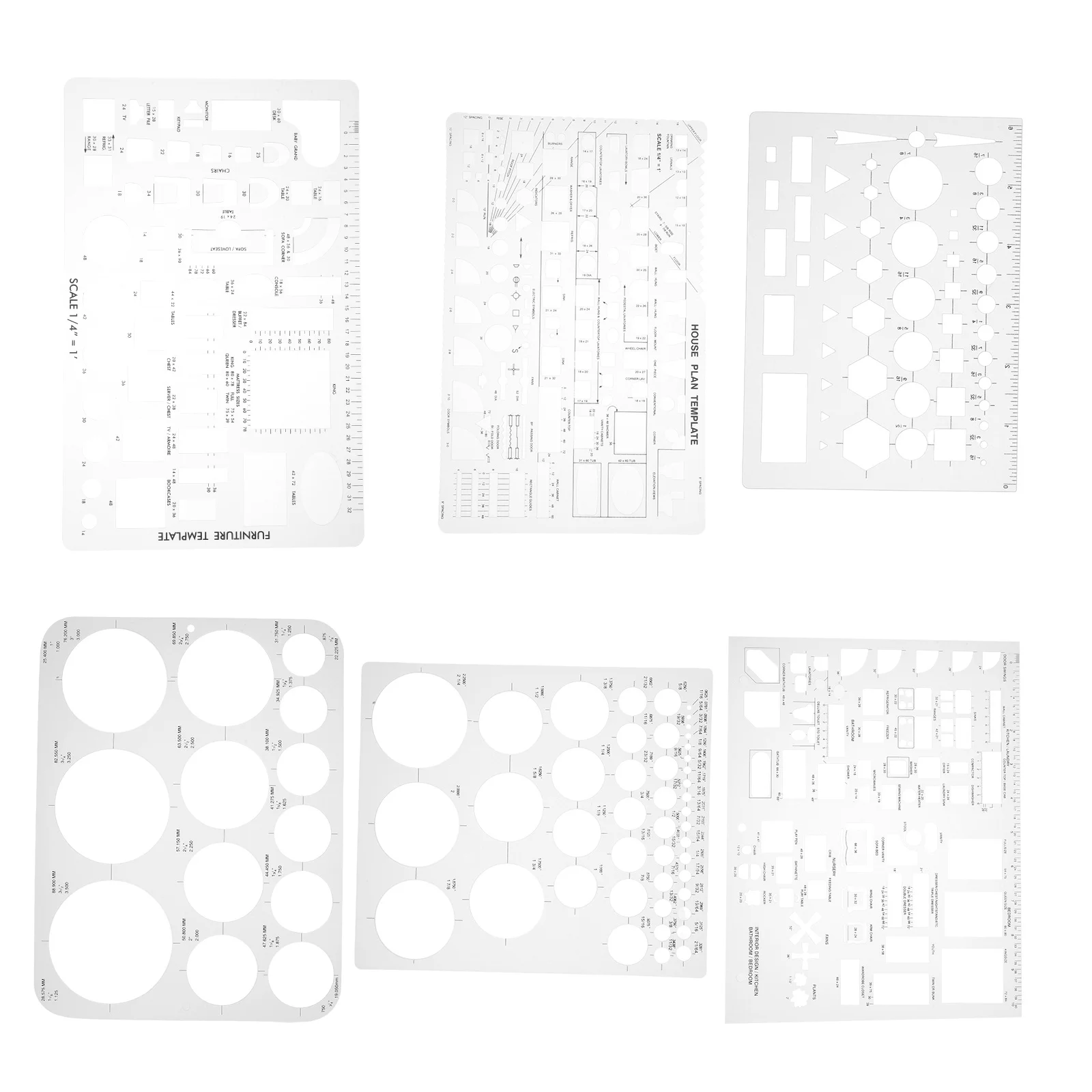 6 قطع من قوالب الرسم الهندسي مجموعة استنسل مجوفة للمدرسة والمكتب والهندسة المعمارية ومشاريع فنية للرياضيات مثلث بيضاوي دائري #5