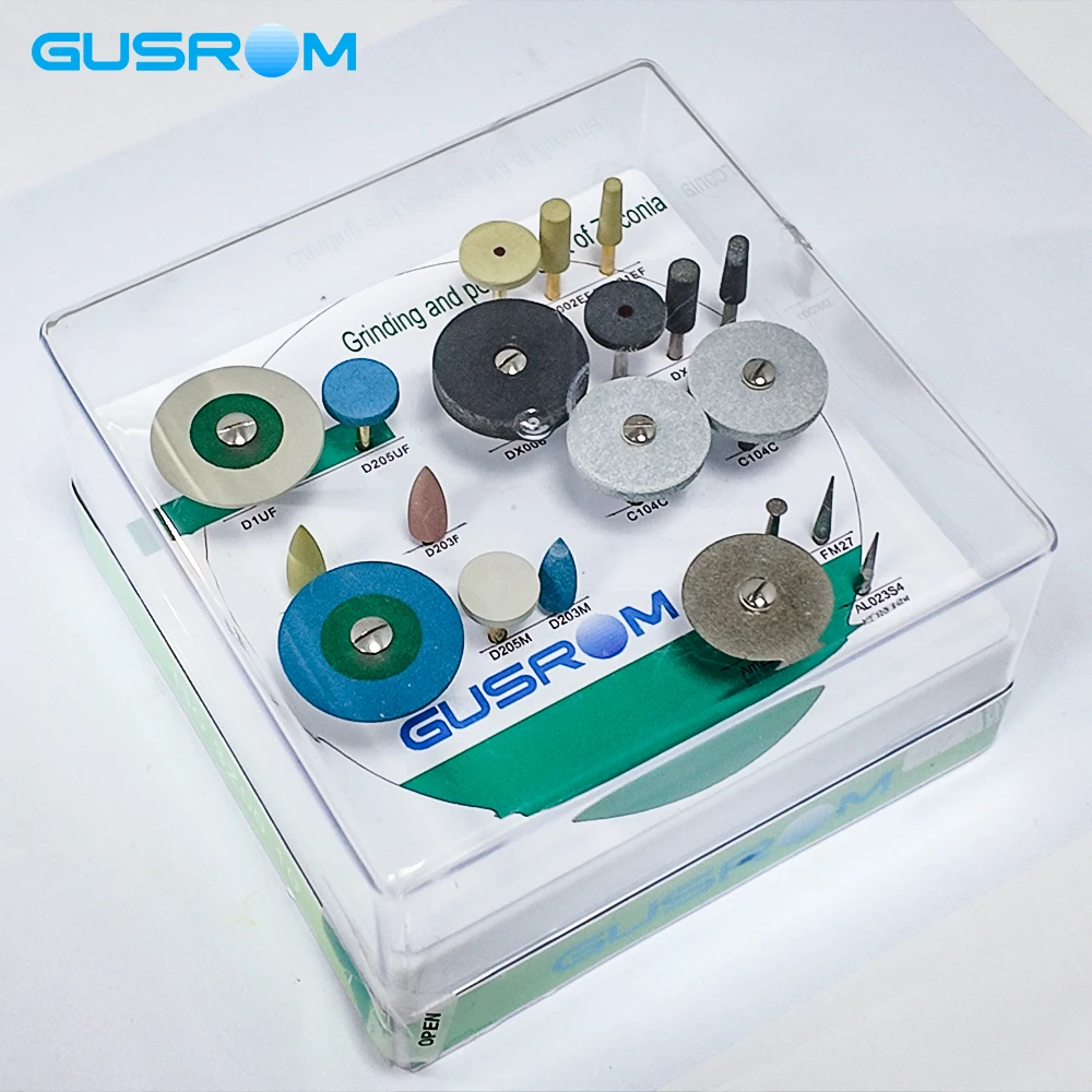 

GUSROM 20Pcs Dental Zirconia Polishing Burs Set HP Shank Dental Lab Grinding Kit for Emax Ceramic High Precision Rotary Tools