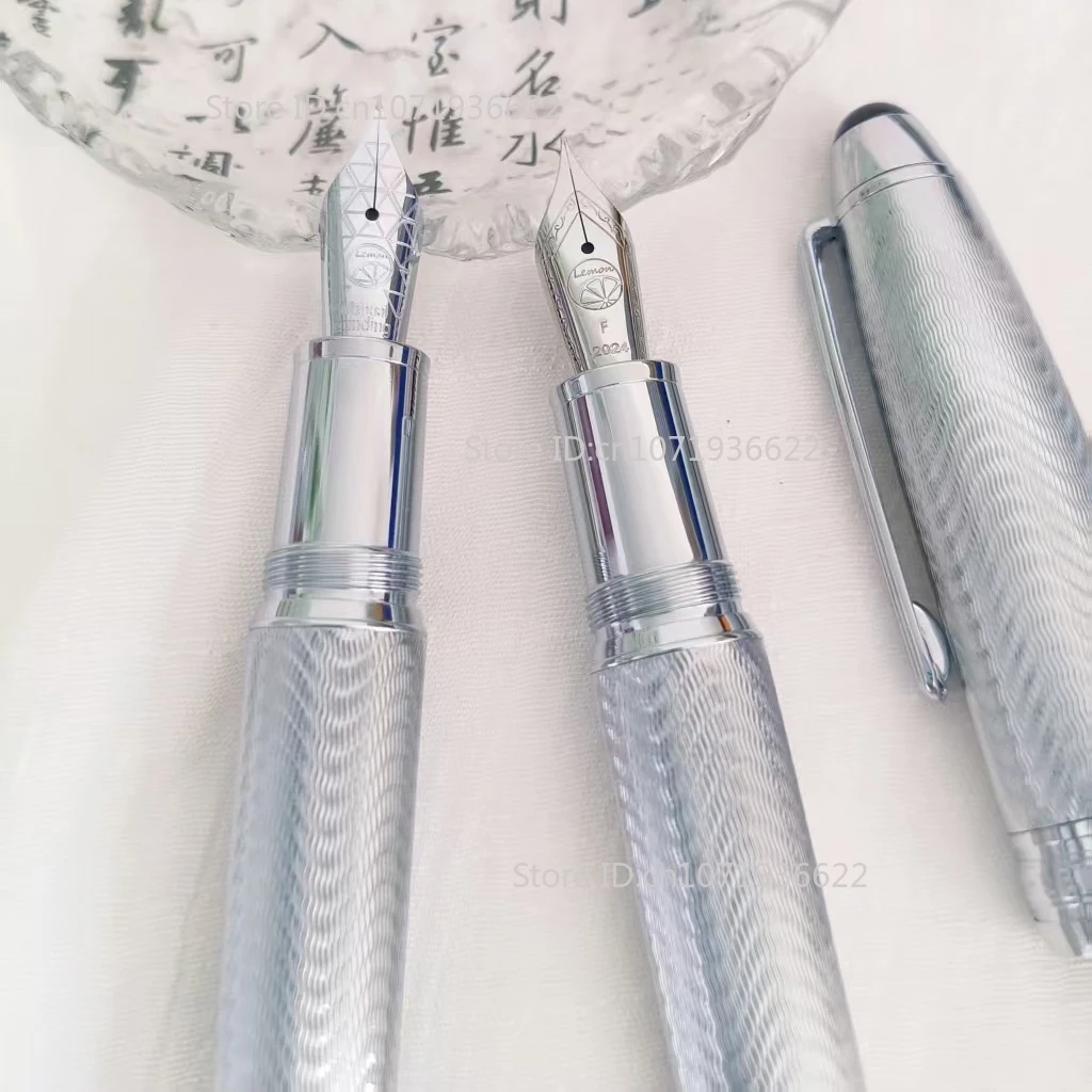 Lemon M8 Metal Piston Ink Calligraphy Fountain Pen Soft Blade Long Knife Business Pen Nib Hand-Polished Writing Stationery Gift