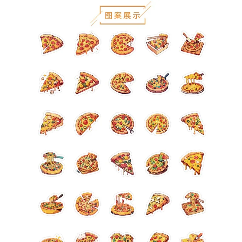 50pcs Cartoon Delicious Pizza Cute Creative Decoration Stickers